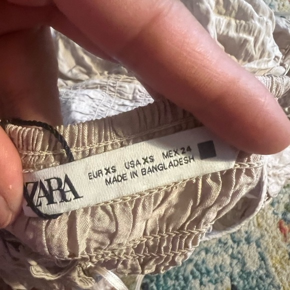 ZARA CROP TOP XSMALL LIGHT TAN BROWN HALTER CROPPED TANK RUCHED DRAPED SMOCKED - Picture 7 of 8